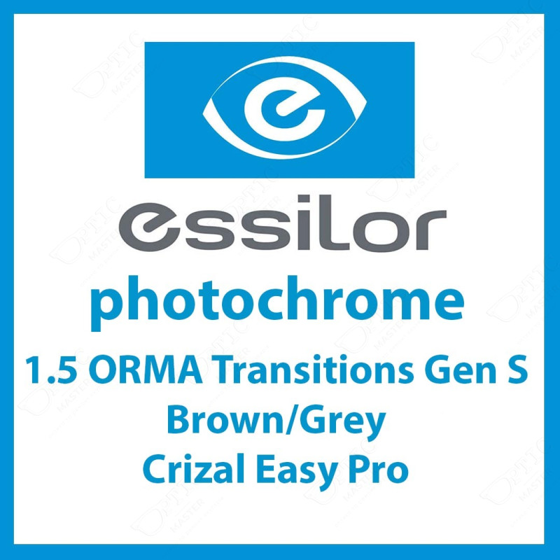 Линзы для очков Essilor 1,5 ORMA Transitions Gen S Brown/Grey Crizal Easy Pro