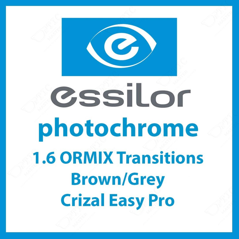 Линзы для очков Essilor 1,6 ORMIX Transitions Brown/Grey Crizal Easy Pro